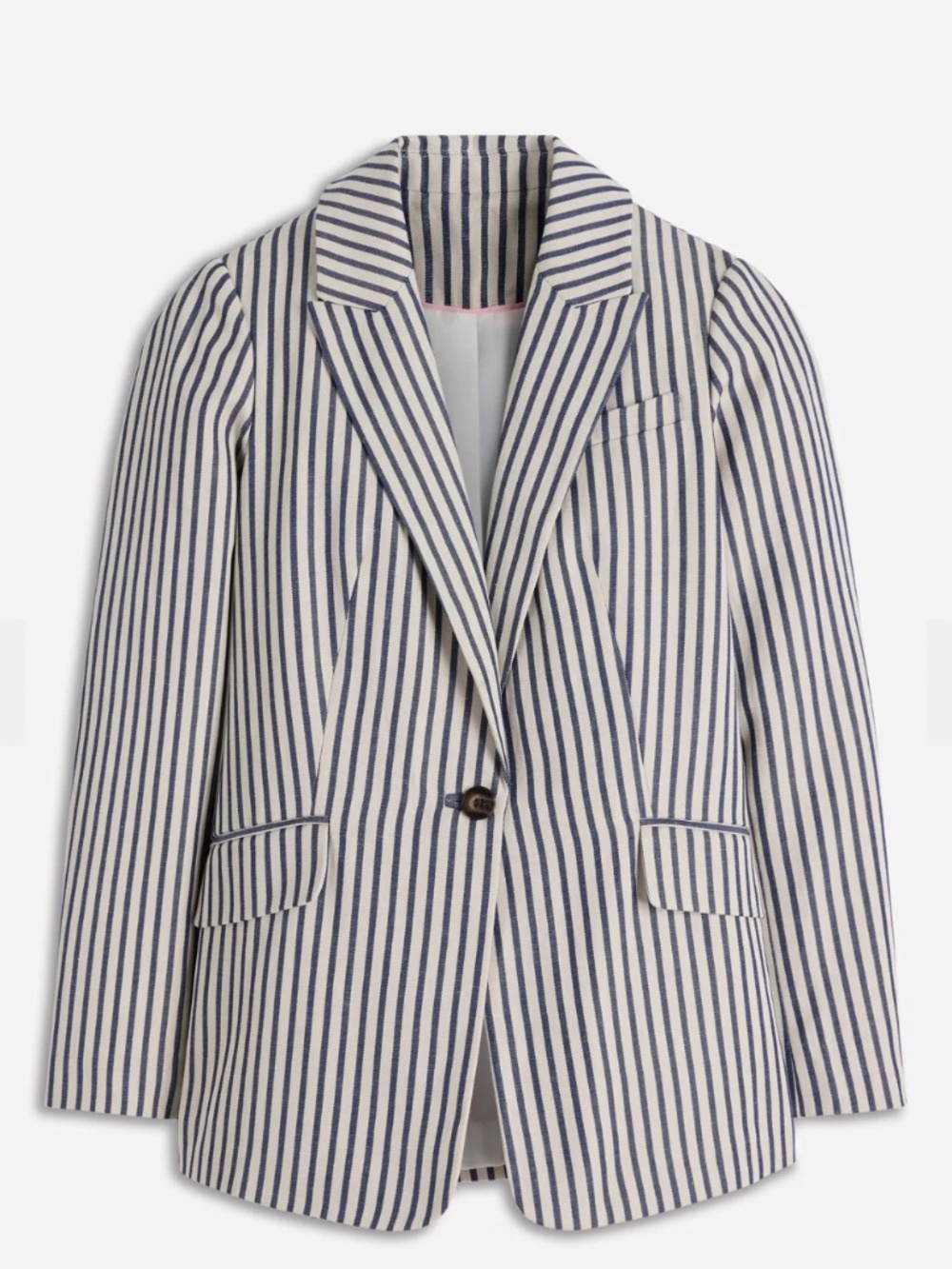 Boden Woodbridge Blue Ivory Stripe Linen Blazer NWT US 6